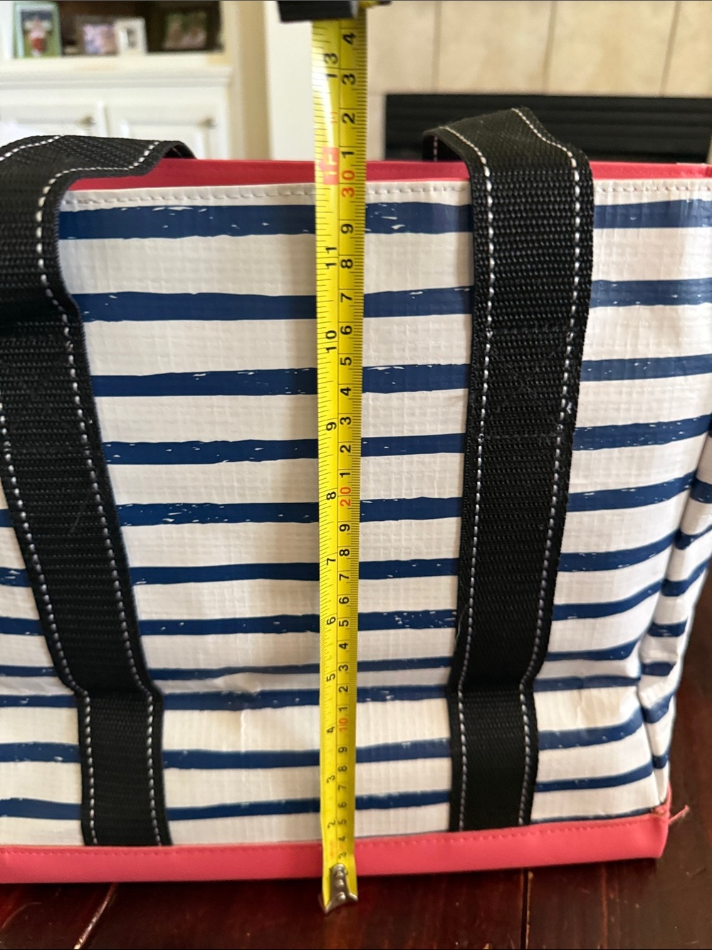 SCOUT Striped Tote in Navy, White & Pink Trim - Picture 5 of 5